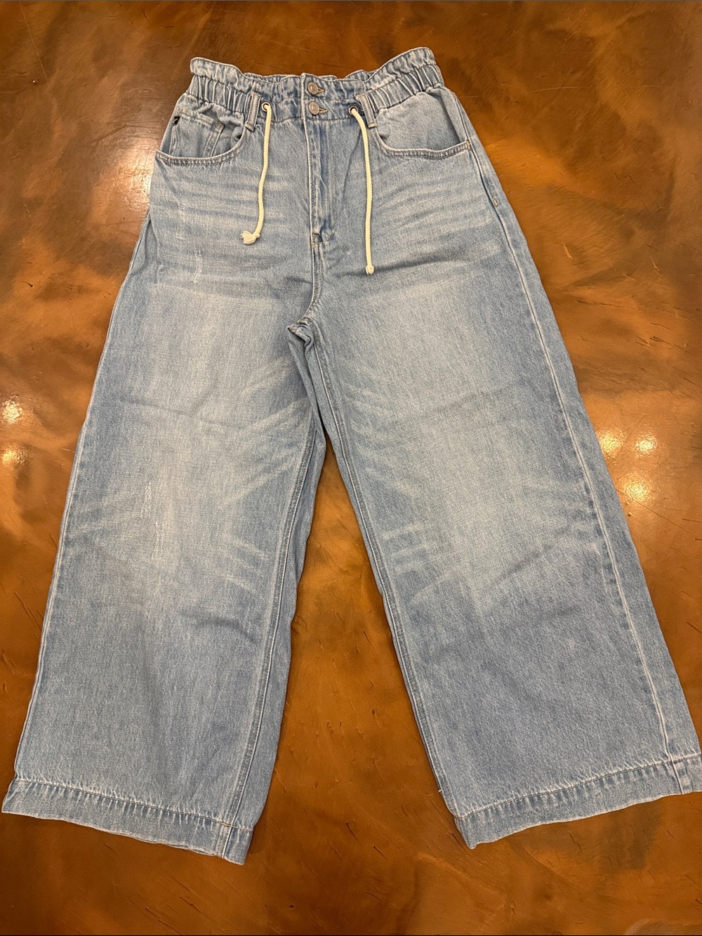 KanCan Light Blue Boyfriend Jeans with Drawstring Waist